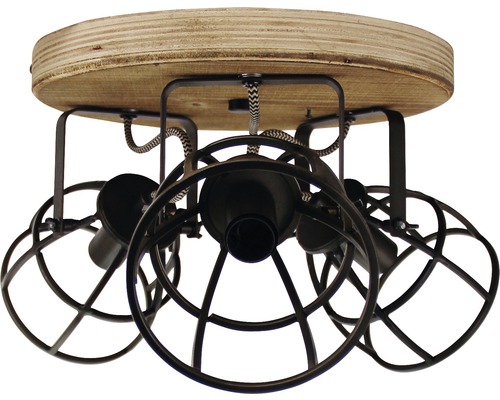 Plafonieră cu trei socluri și abajururi tip cușcă