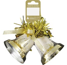 Clopoței aurii de Crăciun cu fundă și beteală ca decorațiune