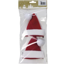 Pachet cu două căciuli roșii de Crăciun cu margine albă și ciucure