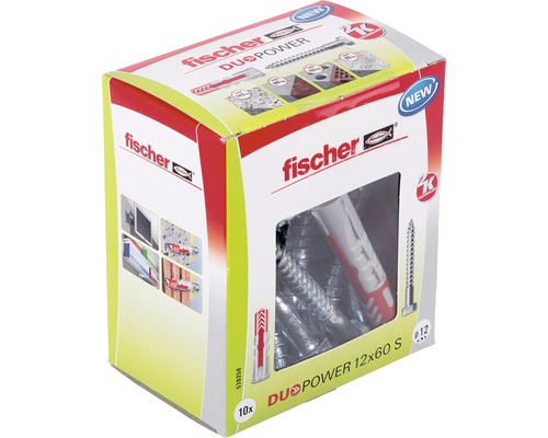 Set dibluri nylon cu șurub Fischer Duopower 12x60 mm, 10 bucăți pac
