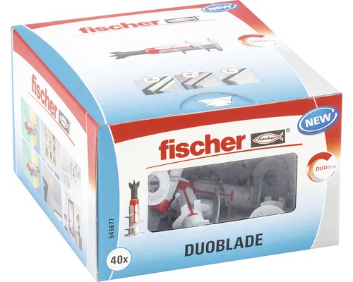 Dibluri plastic autoforante fără șurub Fischer DuoBlade, pachet 40 bucăți, pentru gipscarton