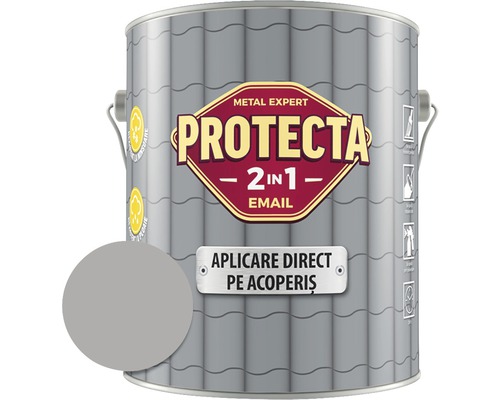 Email alchidic Protecta 2 în 1 - Aplicare direct pe acoperiș, gri, 4 l