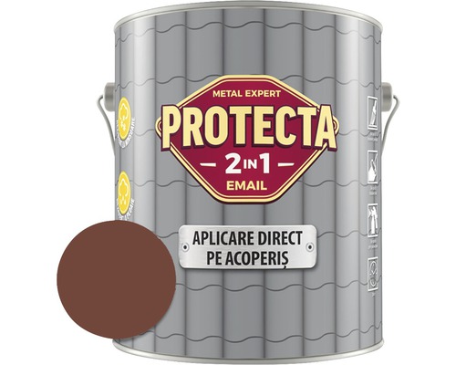 Email alchidic Protecta 2 în 1 - Aplicare direct pe acoperiș, maro roșcat, 4 l