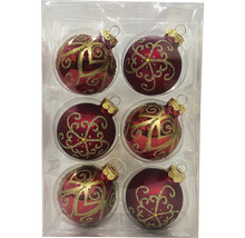 Șase globuri de pom de Crăciun cu ornamente aurii într-un pachet