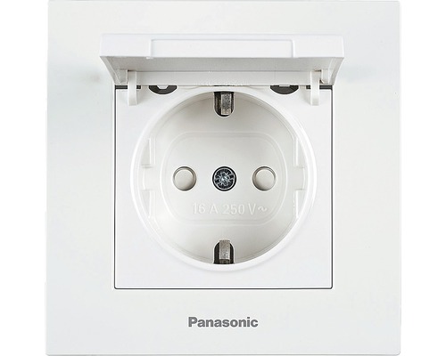 Priză simplă cu împământare Panasonic Karre Plus, capac de protecție, alb, incl. ramă