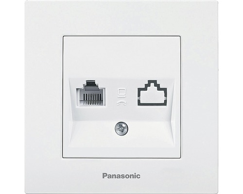 Priză telefon simplă Panasonic Karre Plus, alb, incl. ramă-0