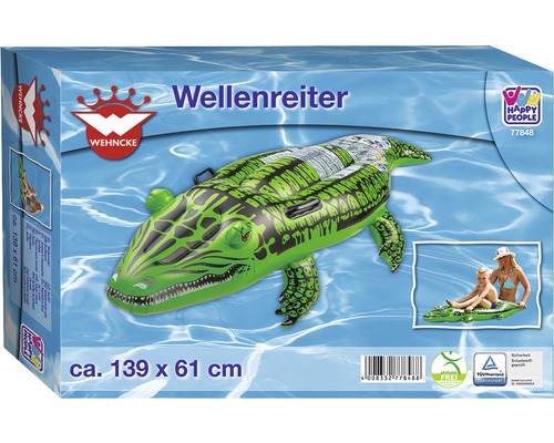 Ambalaj pentru o saltea gonflabilă crocodil de la marca Wehncke, circa 139 x 61 centimetri