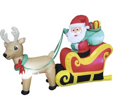Decorațiune gonflabilă de Crăciun cu Moș Crăciun în sanie și ren