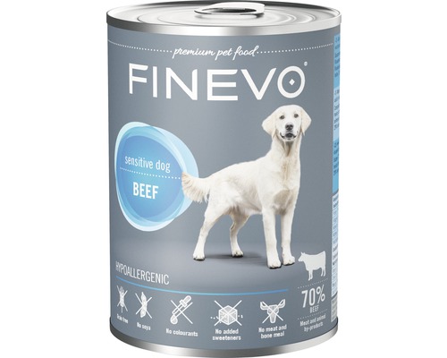 Hrană umedă pentru câini FINEVO Sensitive cu vită 800 g