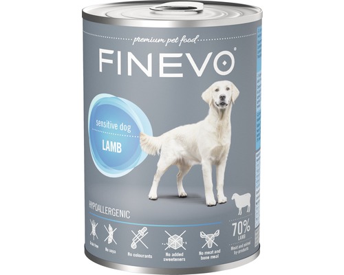 Hrană umedă pentru câini FINEVO Sensitive cu miel 400 g