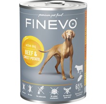 Conservă hrană pentru câini Finevo cu carne de vită și cartofi dulci pentru câini activi