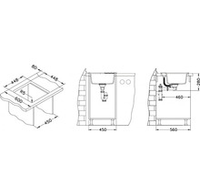 Desen tehnic al unei chiuvete cu dimensiuni