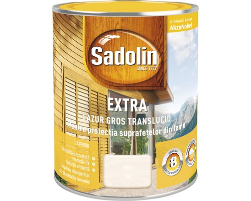 Lazură pentru lemn Sadolin Extra alb 0,75 l Cutie lazură pentru lemn Sadolin Extra