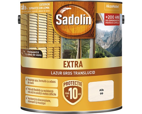 Lazură pentru lemn Sadolin Extra alb 2,5 l-0