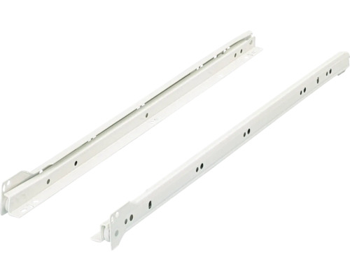 Glisiere tip șină cu roți Hettich FR302 600mm, max. 15kg, culoare albă, 1 pereche