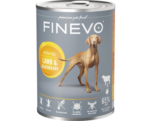 Hrană umedă pentru câini FINEVO Active cu miel și mure 400 g