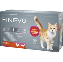Hrană umedă pentru pisici FINEVO Hair&Skin cu pui și ulei de somon 16x85 g-thumb-0