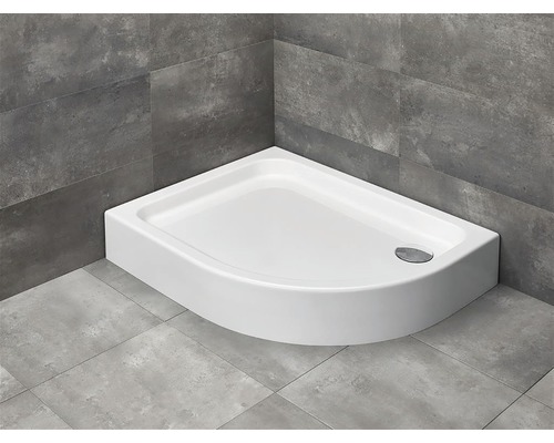 Cădiță de duș asimetrică Radaway Laros E Compact 80x100x17 cm acril alb stânga SLE81017-01L