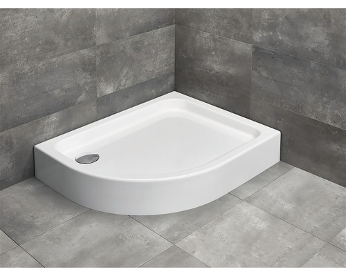 Cădiță de duș asimetrică Radaway Laros E Compact 80x100x17 cm acril alb dreapta SLE81017-01R