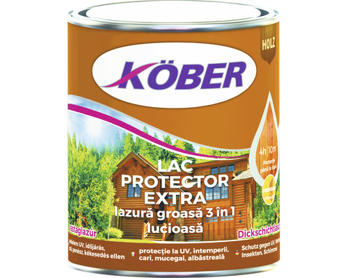 Lac protector extra Köber lazură groasă 3 in 1 salcâm 0,75 l