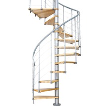 Scară spirală cu trepte din lemn și balustradă