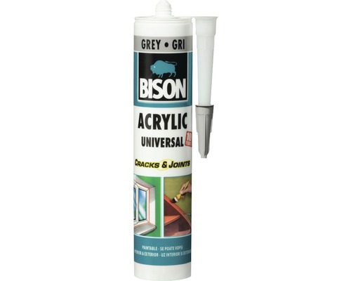 Etanșeizant acrilic universal Bison gri 300 ml Cartuș de etanșant universal acrilic Bison pentru fisuri și îmbinări