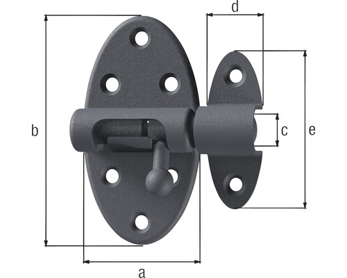 Desen tehnic al unui zăvor rotativ cu dimensiuni