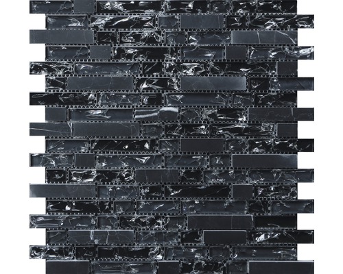 Mozaic de sticlă amestec piatră neagră 29,8x30,5 cm