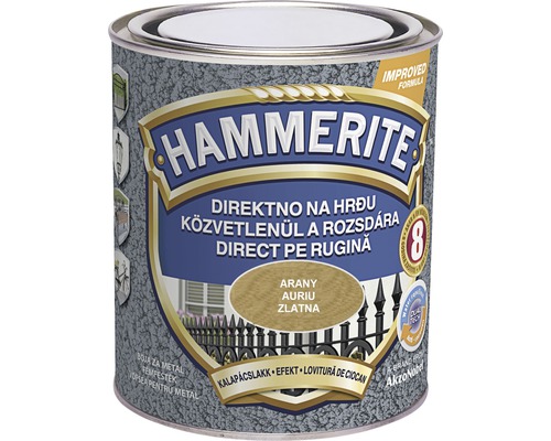 Email pentru metal Hammerite lovitură de ciocan, auriu 0,75 l Hammerite vopsea metalică direct pe rugină, auriu