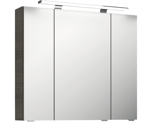 Dulap baie cu oglindă pelipal Xpressline 4010 cu iluminare LED, 3 uși. PAL, 80 cm, gri, IP 20