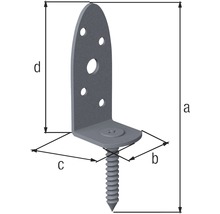 Conector unghiular cu șurub și dimensiunile a, b, c și d