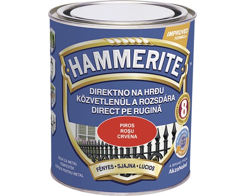 Email pentru metal Hammerite lucios, roșu 0,75 l Cutie vopsea metal Hammerite