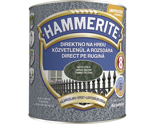 Email pentru metal Hammerite lovitură de ciocan, verde 2,5 l Cutie vopsea protectie metal Hammerite
