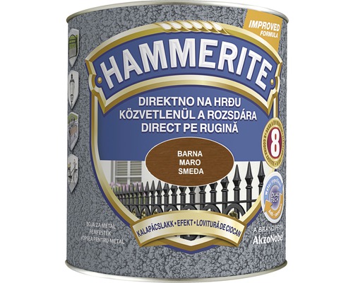 Email pentru metal Hammerite lovitură de ciocan, maro 2,5 l Hammerite vopsea de protecție pentru metal, cutie maro