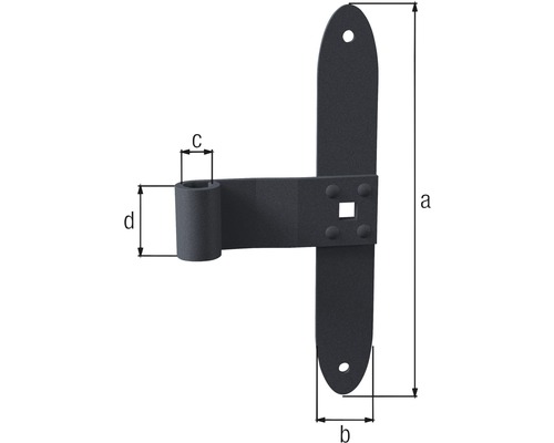 Ilustrație cu o balama de poartă cu dimensiuni