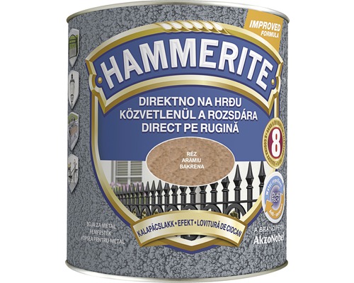 Email pentru metal Hammerite lovitură de ciocan, arămiu 2,5 l Hammerite direct pe rugină, vopsea pentru metal, nuanța cupru