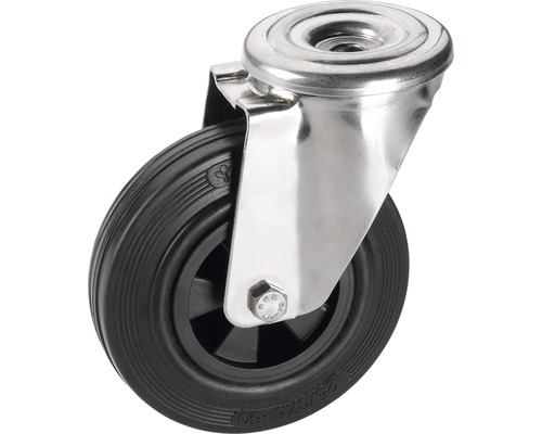 Tarrox Lenkrolle V2A 80x30 mm mit Vollgummireifen bis 40 kg buc