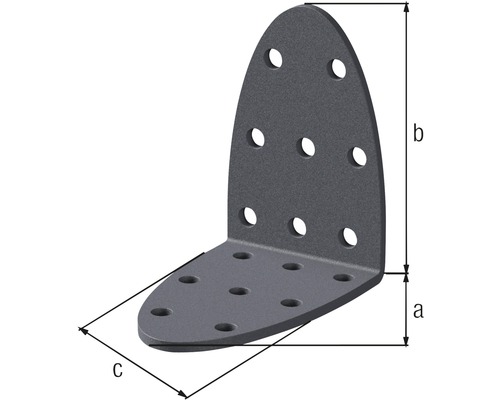 Conector unghiular cu găuri și specificații de dimensiuni
