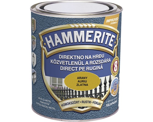 Email pentru metal Hammerite fier forjat, auriu 0,75 l Cutie de vopsea Hammerite pentru metal cu protecție împotriva ruginei