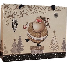 Sac de cadouri cu motiv de Moș Crăciun și mânere