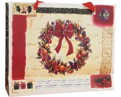 Sac de cadouri cu motiv de Crăciun și fundă