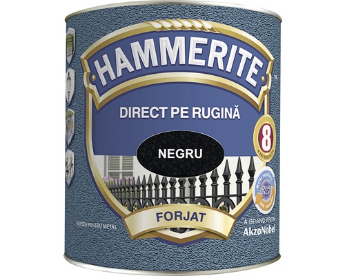 Email pentru metal Hammerite fier forjat, negru 2,5 l Conservă vopsea Hammerite Direct pe rugină pentru protecția metalului