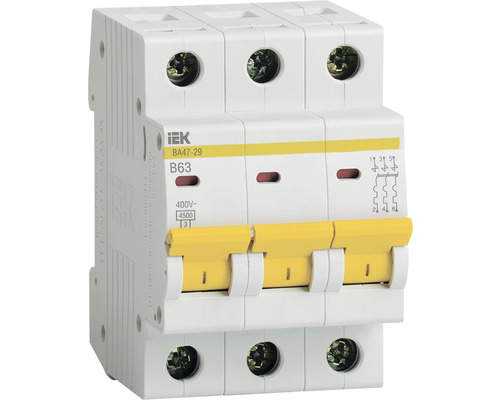 Disjunctor electric modular IEK 3P 63A 4,5kA, curbă B