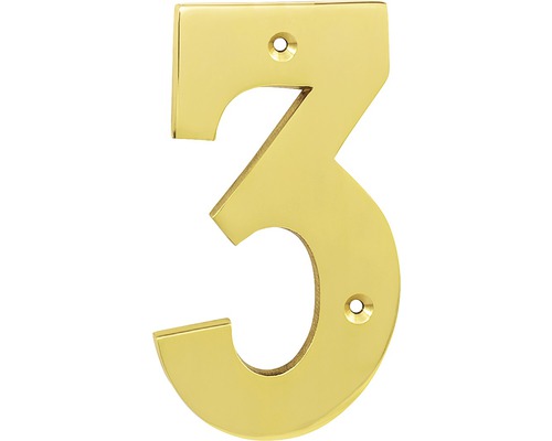 Număr casă „3” pentru poartă/ușă, material alamă