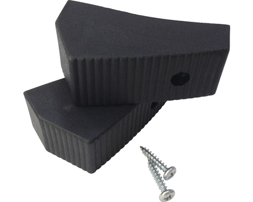 Set 2 capace Minka din PVC pentru scără pod / mansardă Două colțare negre din cauciuc cu șuruburi