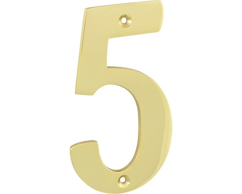 Număr casă „5” pentru poartă/ușă, material alamă