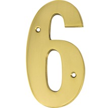 Număr casă „6” pentru poartă/ușă, material alamă-thumb-0