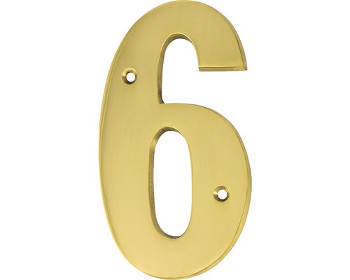 Număr casă „6” pentru poartă/ușă, material alamă