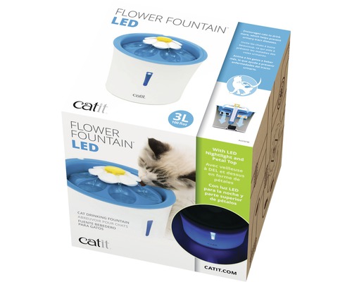 Fântână pentru pisici Catit cu lumină de noapte cu LED și petală în ambalaj