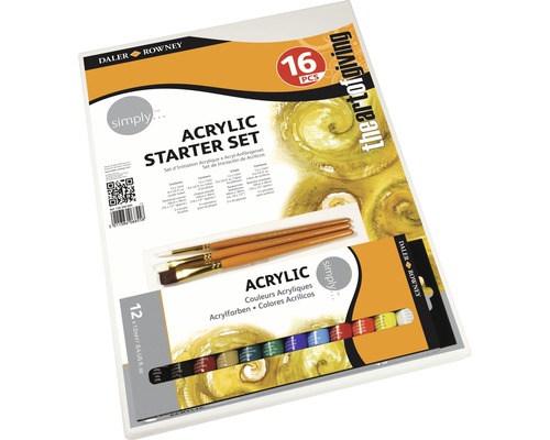 Set de inițiere acrilice Daler Rowney cu vopsele, pânze și pensule